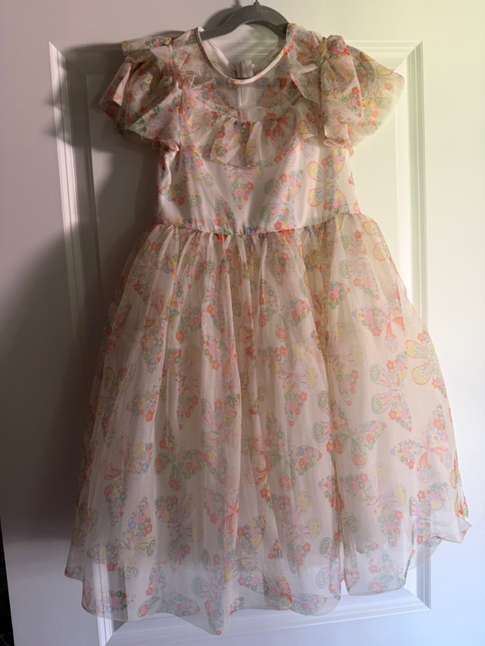 Mini Boden Pastel Floral Mesh Party Dress in Cream, Pink, Yellow